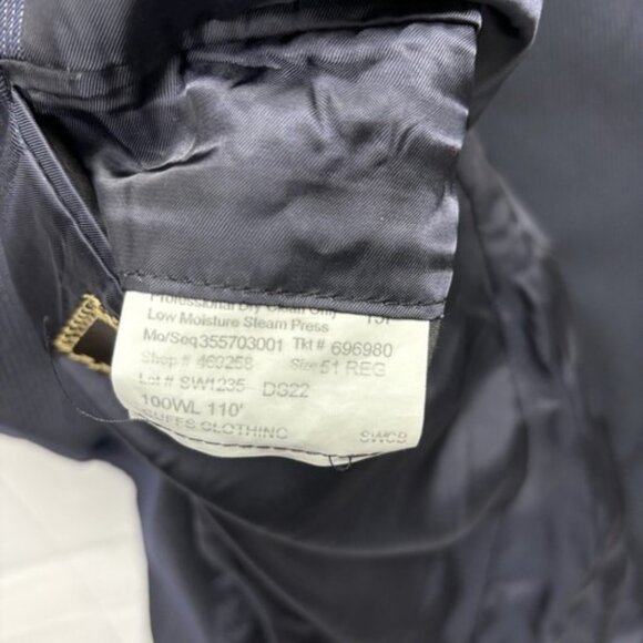 Southwick Suit Mens Size 50 R Jacket 42 X 28 Pants 2 Pr Wool Navy Blue Pinstripe - Picture 5 of 16